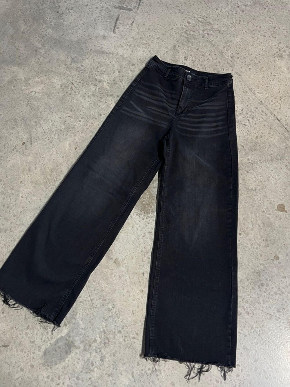 Oat New York Black High-Rise Wide Leg Cropped Jeans